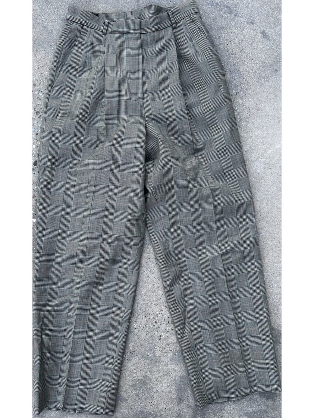 Mens gray 100% wool trouser sz 26Wx27L Plaid Grey Womens Pant Acetate Lining